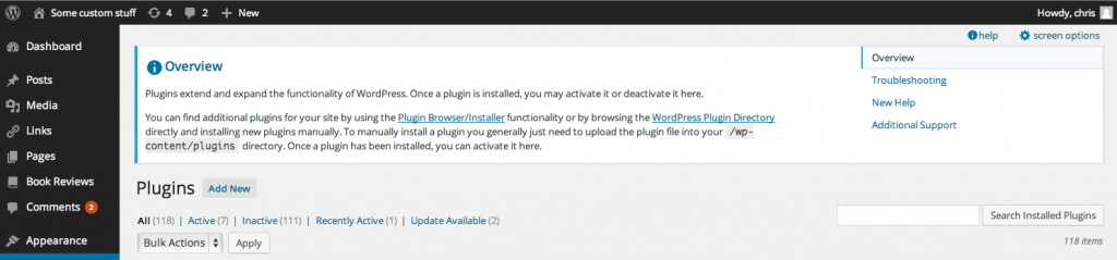WordPress3.9帮助界面